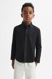 Reiss Black Greenwich Senior Slim Fit Button-Down Oxford Shirt - Image 1 of 6