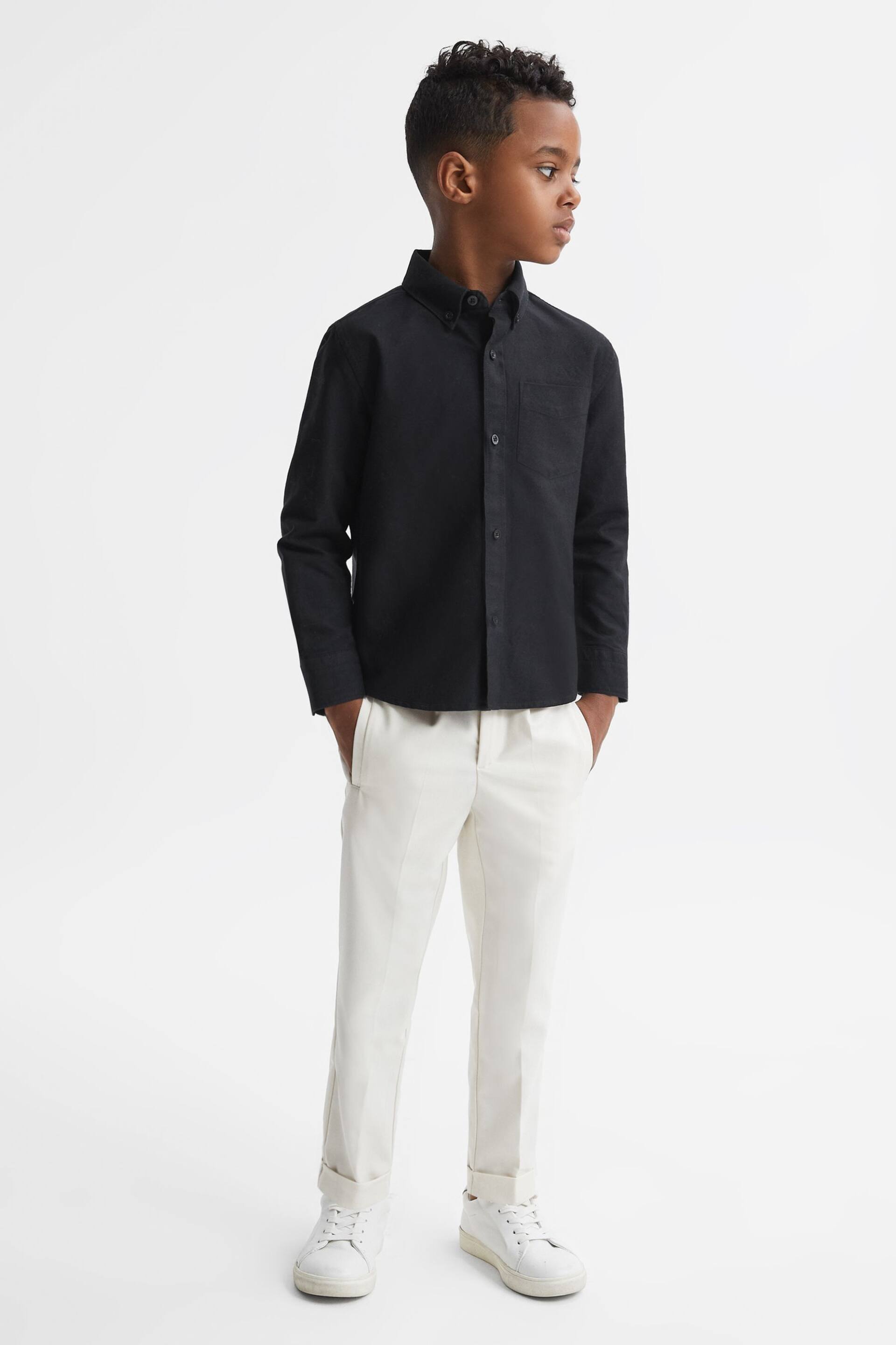 Reiss Black Greenwich Senior Slim Fit Button-Down Oxford Shirt - Image 3 of 6