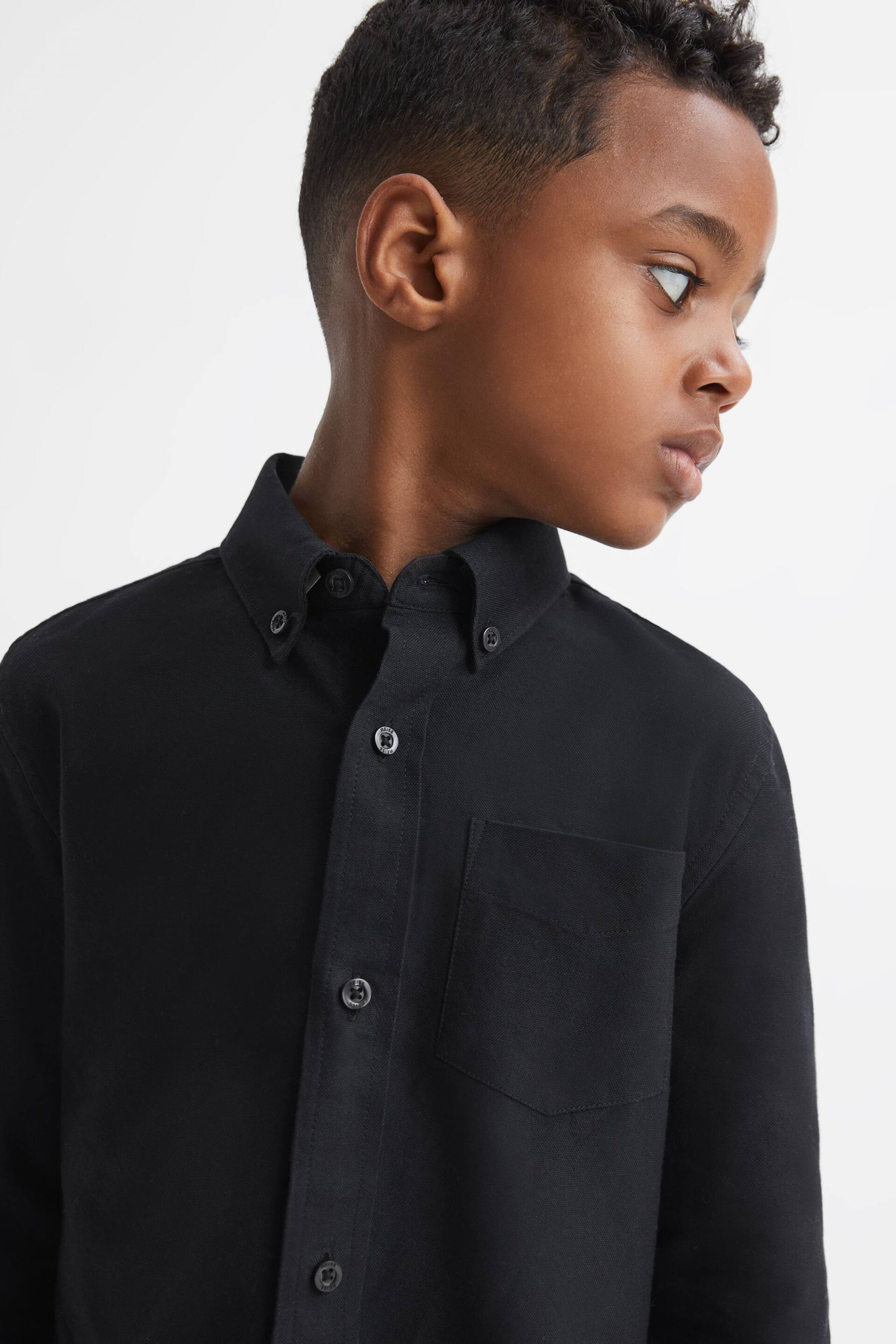 Reiss Black Greenwich Senior Slim Fit Button-Down Oxford Shirt - Image 4 of 6