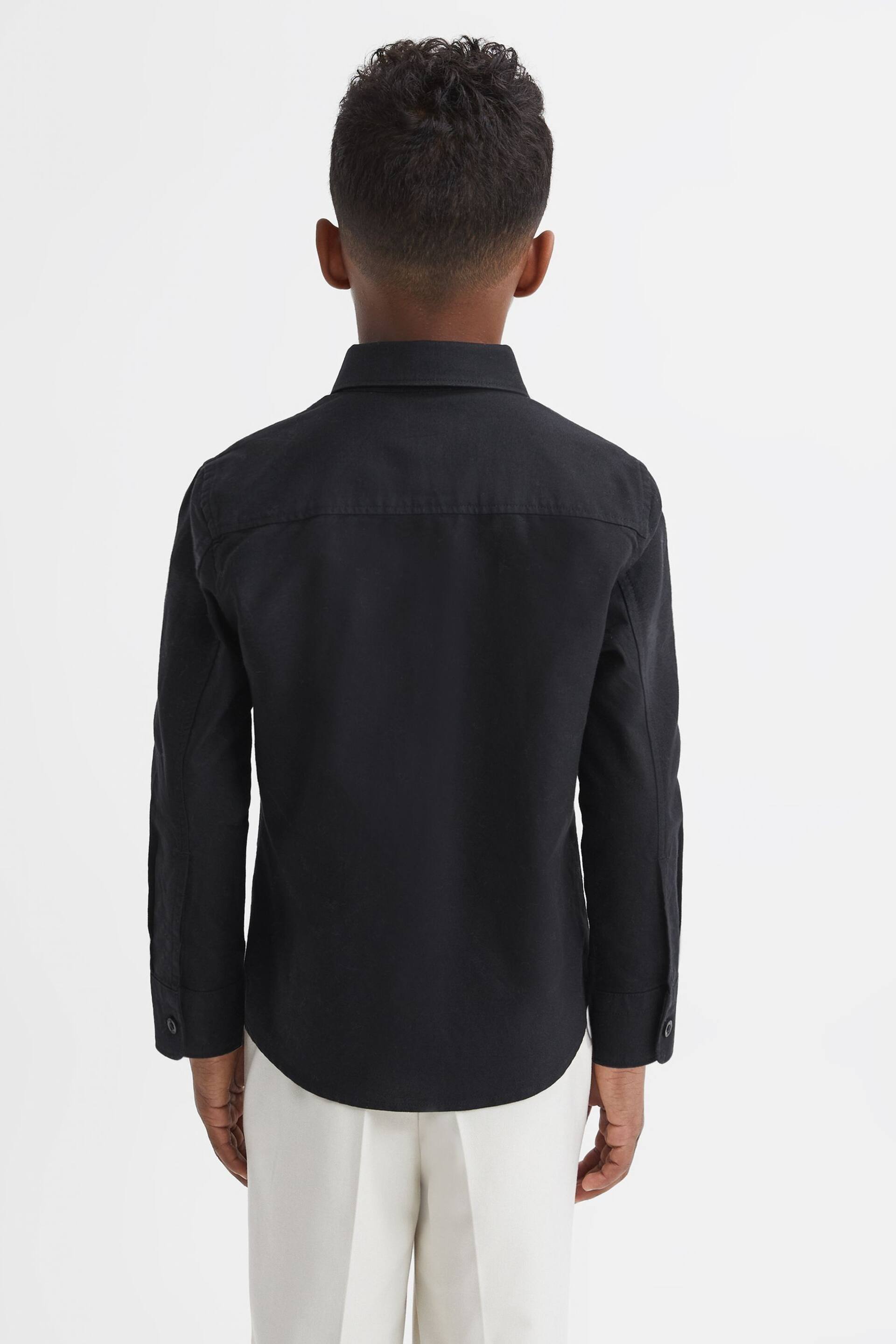 Reiss Black Greenwich Senior Slim Fit Button-Down Oxford Shirt - Image 5 of 6