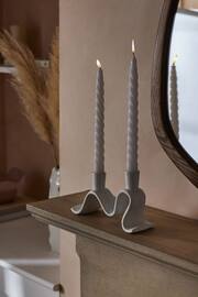 White Wiggle Cast Metal Taper Candle Holder - Image 2 of 6