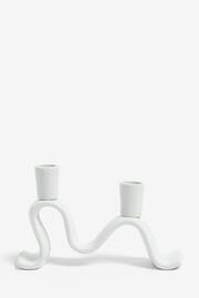 White Wiggle Cast Metal Taper Candle Holder - Image 4 of 6