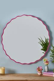 Pink Scalloped Round Wall Mirror 60x60cm - Image 1 of 5