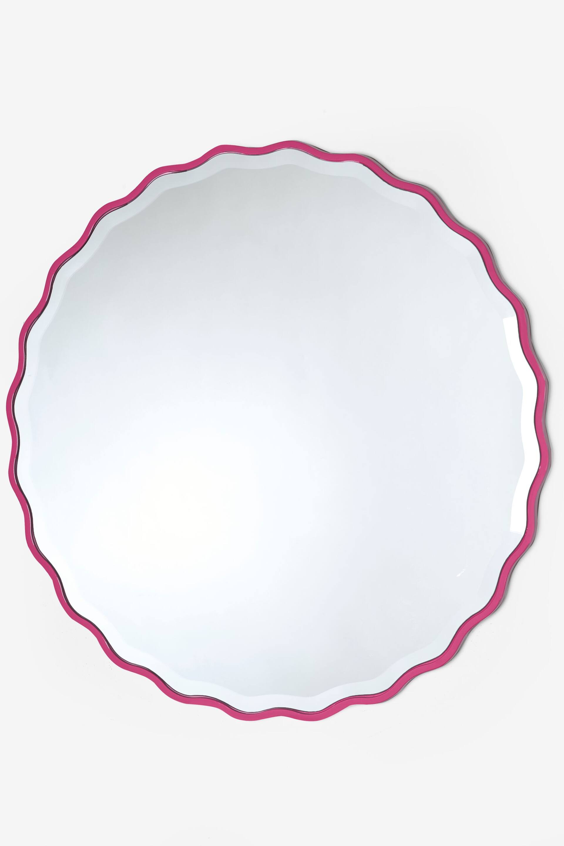 Pink Scalloped Round Wall Mirror 60x60cm - Image 4 of 5