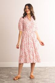 Lakeland Clothing Pink Janine Short Sleeve Collared Midi Dress - Image 1 of 5