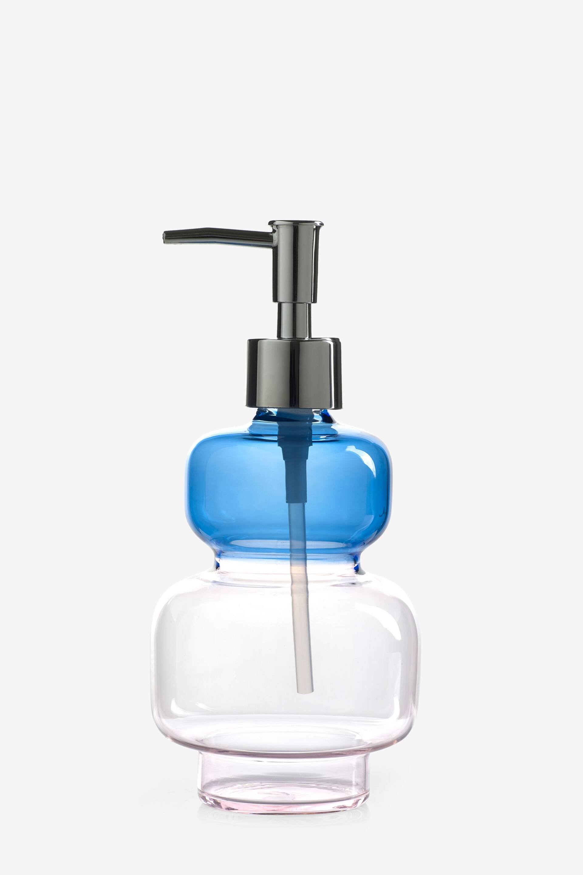 Blue and Pink Colourblock Glass Soap Dispenser - Image 4 of 4