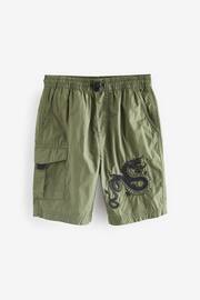 Khaki Green Dragon Embrodiary Pull On Shorts (3-16yrs) - Image 1 of 3