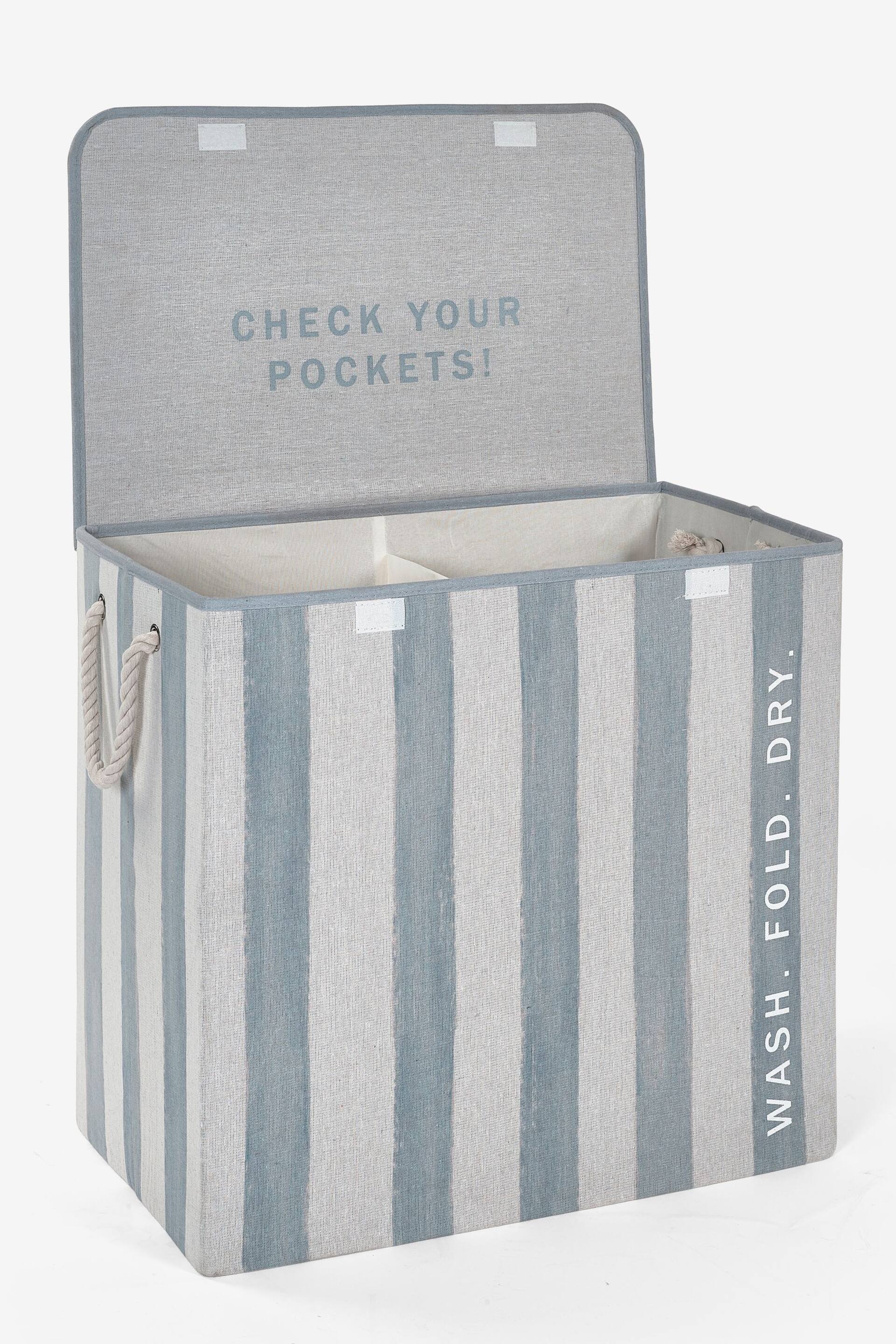 Blue Collapsible Stripe Sorter Laundry Basket - Image 6 of 6