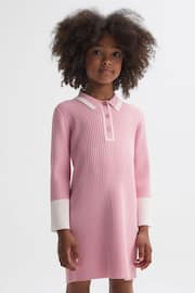 Reiss Pink Sammy Junior Knitted Polo Dress - Image 3 of 6