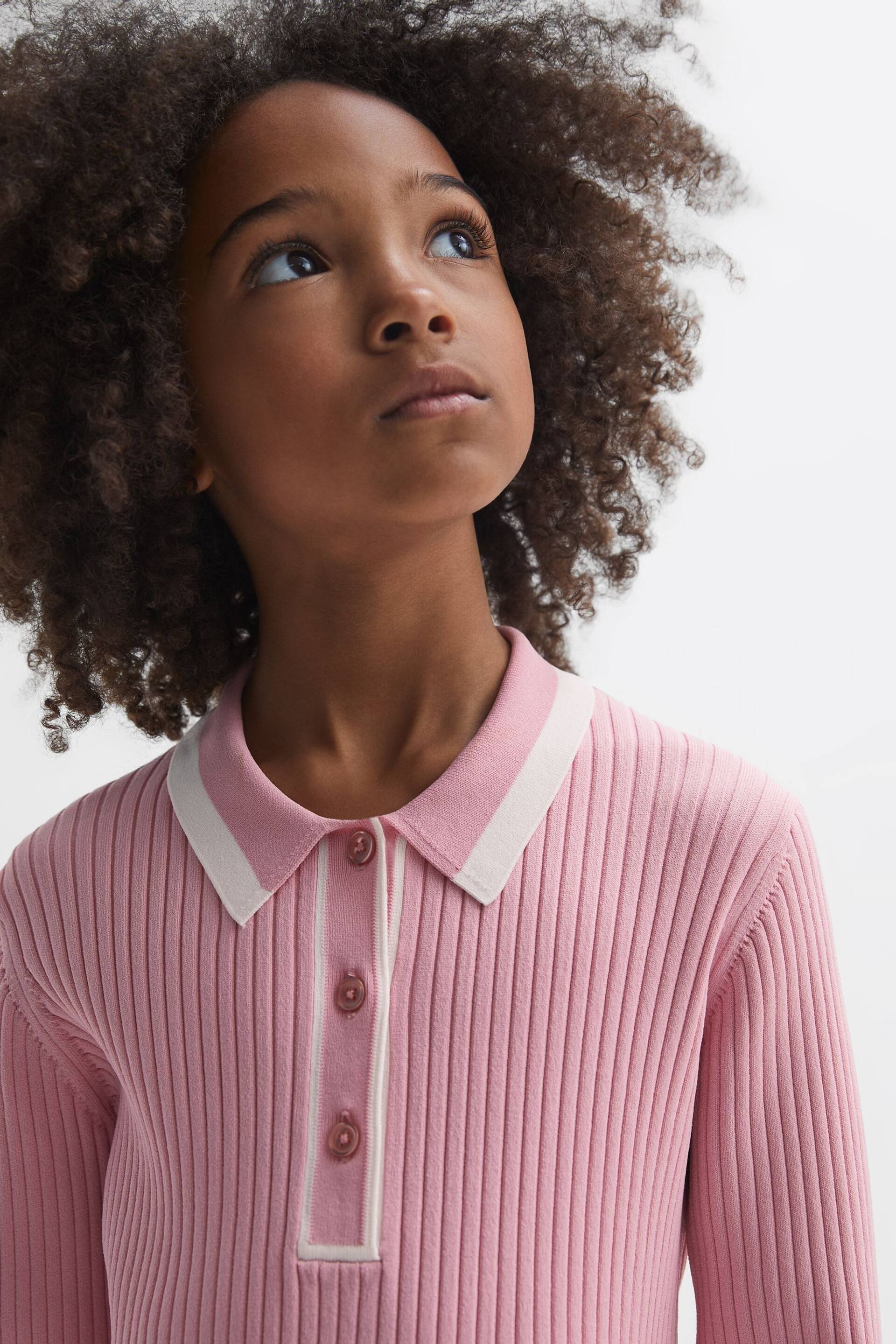 Reiss Pink Sammy Junior Knitted Polo Dress - Image 4 of 6
