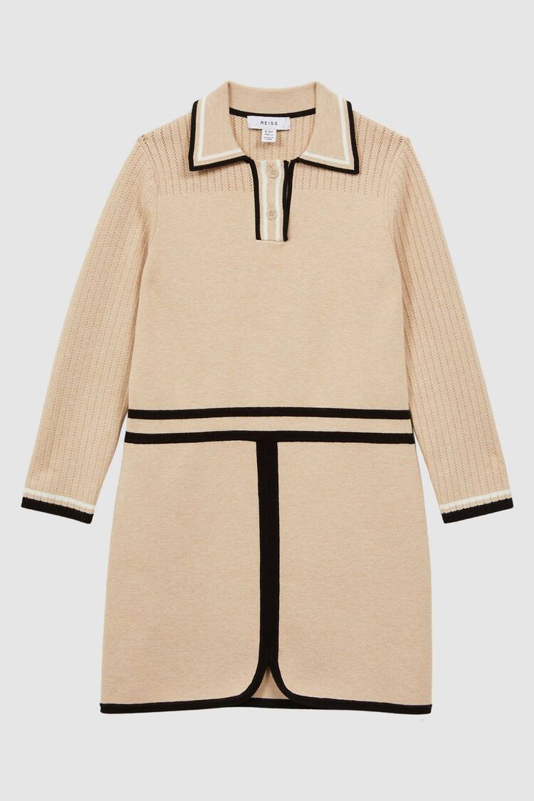 Reiss Camel Ruby Junior Knitted Polo Dress - Image 2 of 5