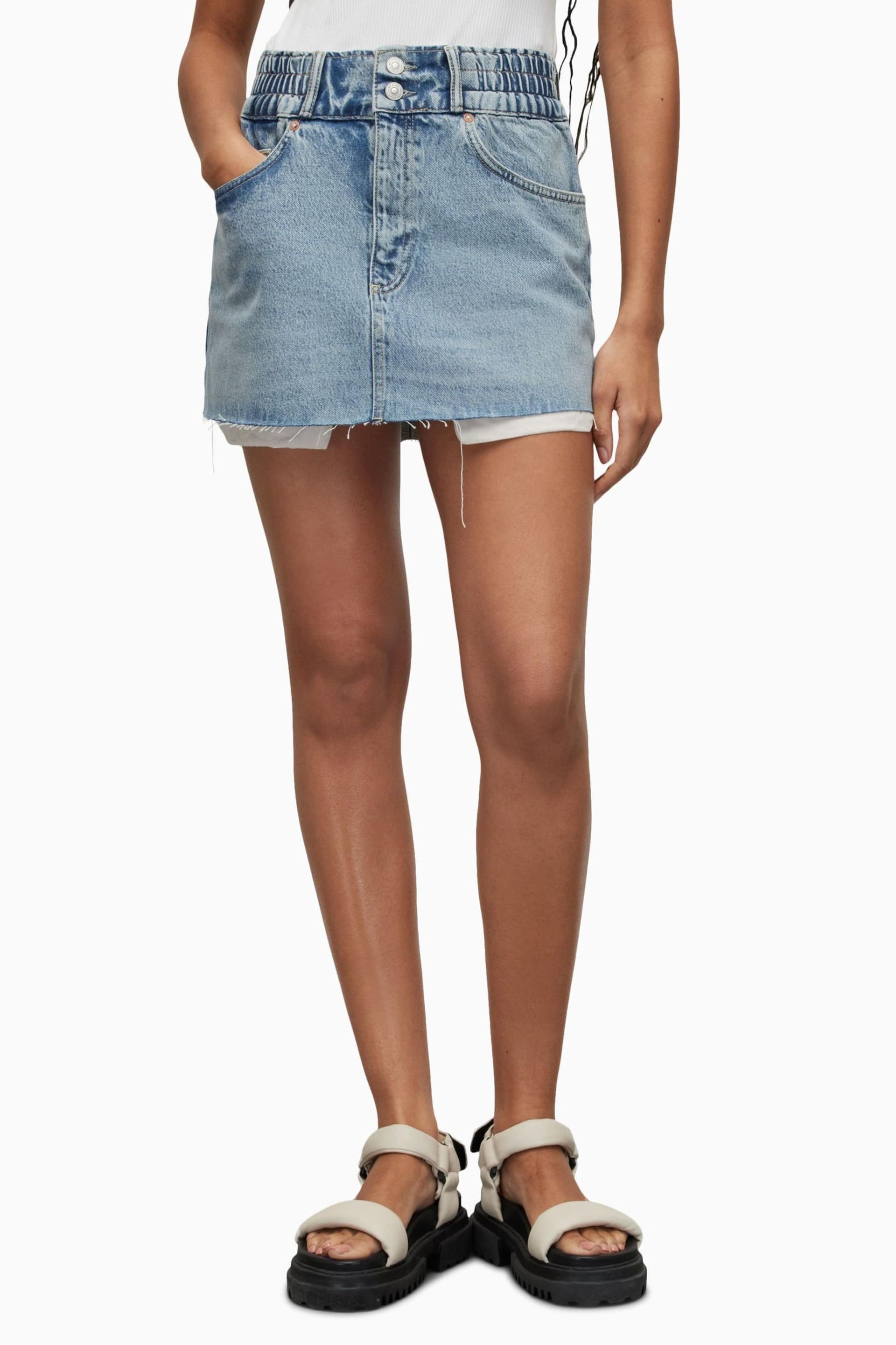 AllSaints Blue Hailey Mini Skirt - Image 1 of 7