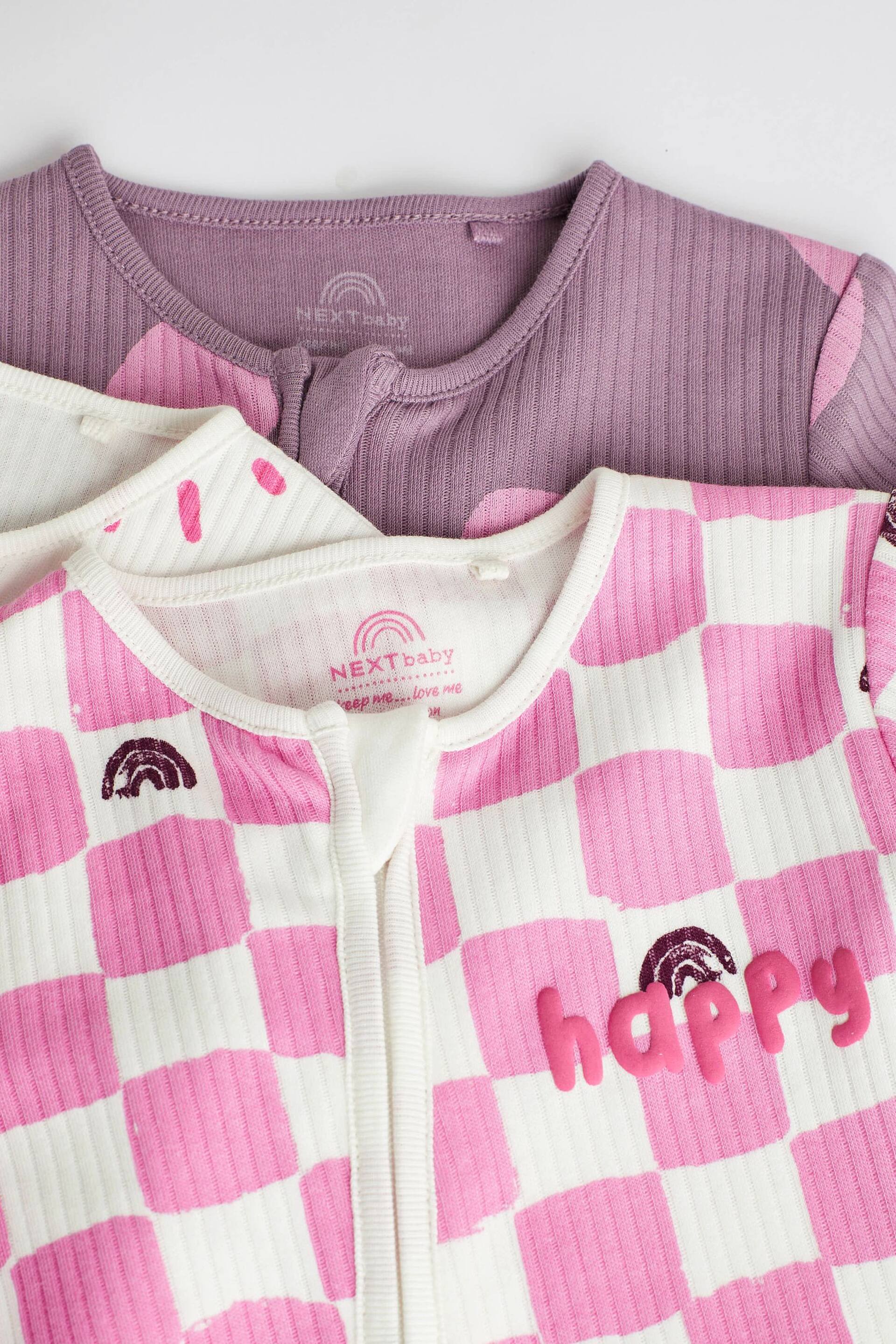 Pink Footless Baby Sleepsuits 3 Pack (0mths-3yrs) - Image 4 of 12