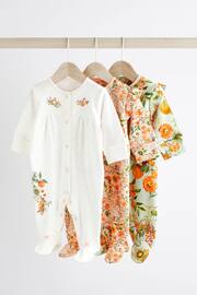 Peach Pink Baby Floral Sleepsuit 3 Pack (0mths-2yrs) - Image 1 of 14