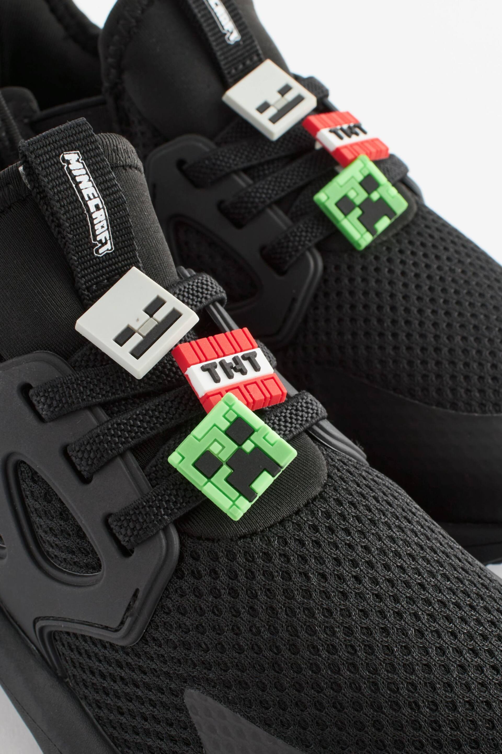 Black/Green Minecraft Elastic Lace Trainers - Image 5 of 6