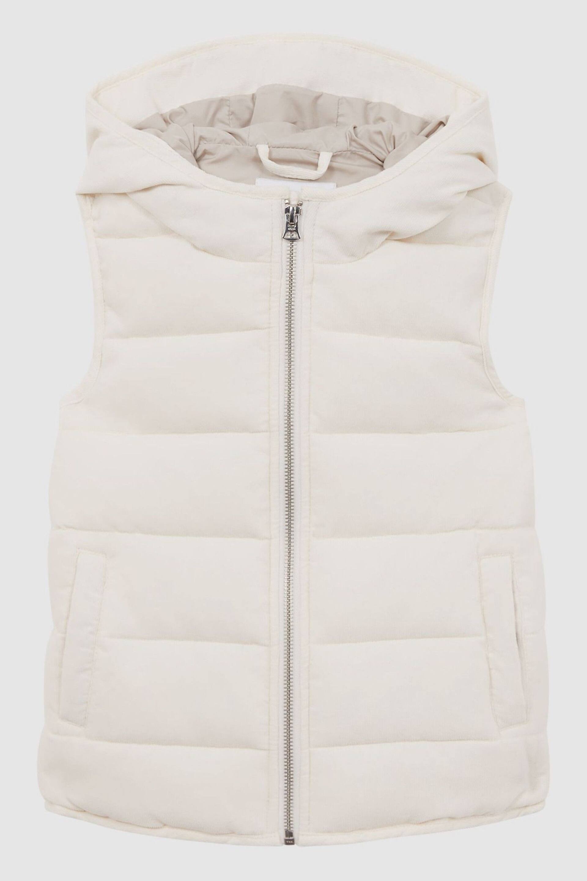 Reiss Ecru Leftwich Junior Quilted Corduroy Hooded Gilet - Image 2 of 5