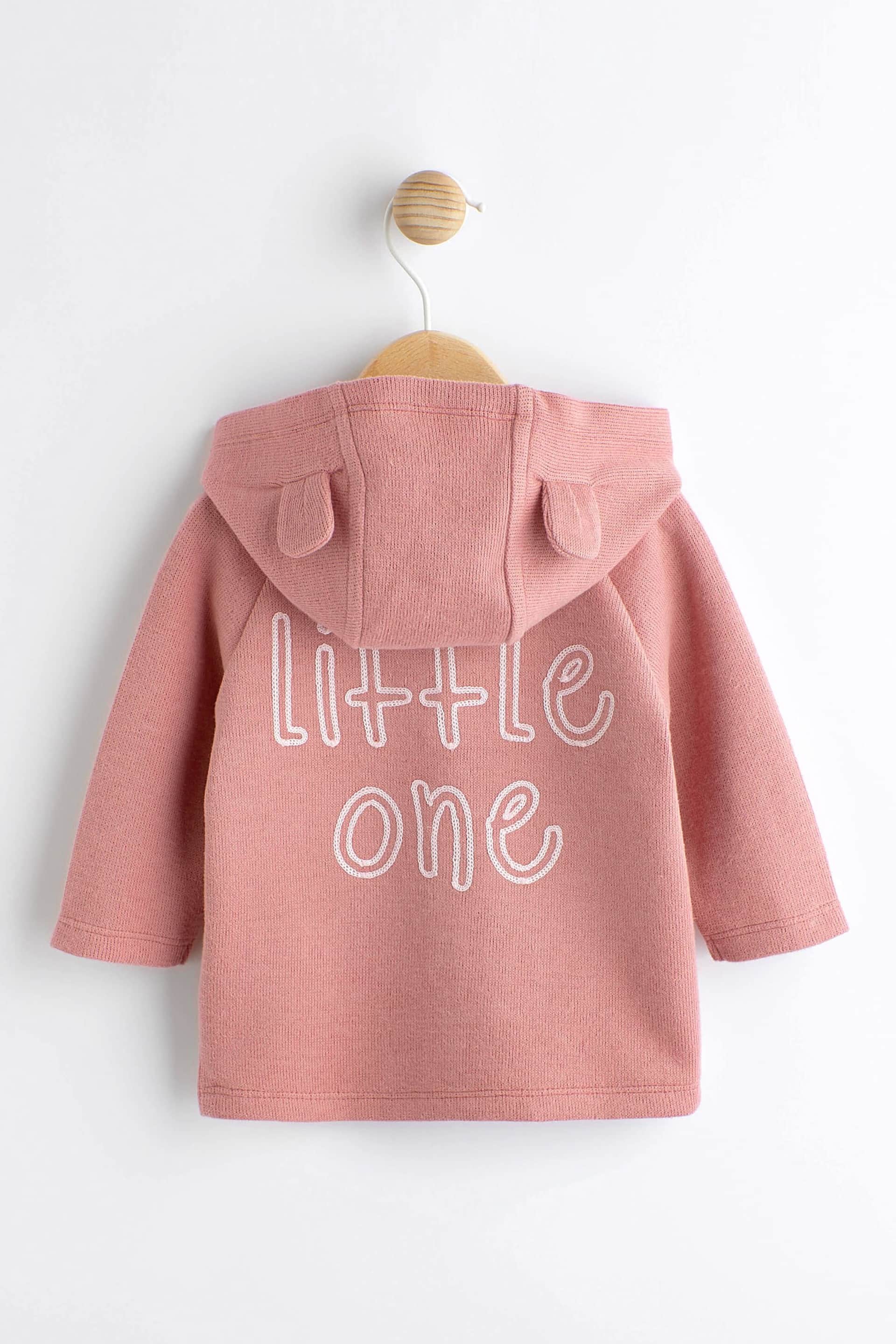 Pink Slogan Baby Hooded Cosy Jersey Jacket (0mths-3yrs) - Image 1 of 7