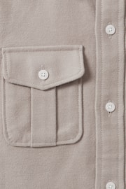 Reiss Oatmeal Melange Thomas Senior Brushed Cotton Patch Pocket Overshirt - Image 6 of 6
