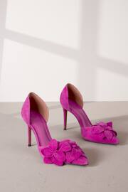 Pink Signature Leather Corsage Point Toe Heeled Shoes - Image 1 of 7