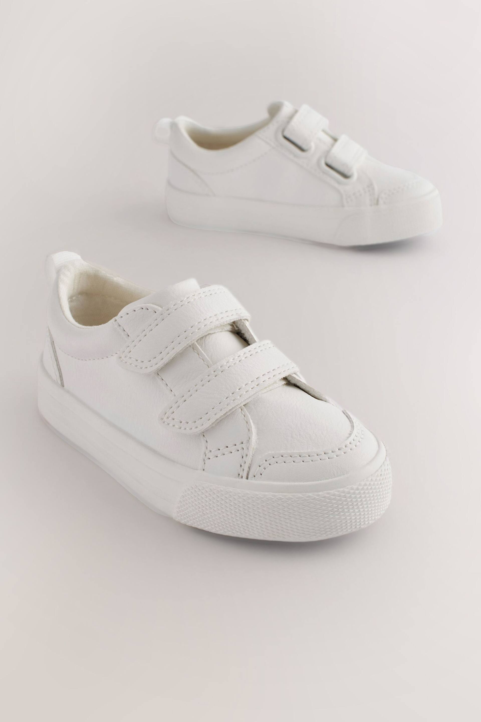 White Standard Fit (F) Two Strap Touch Fastening Trainers - Image 1 of 7