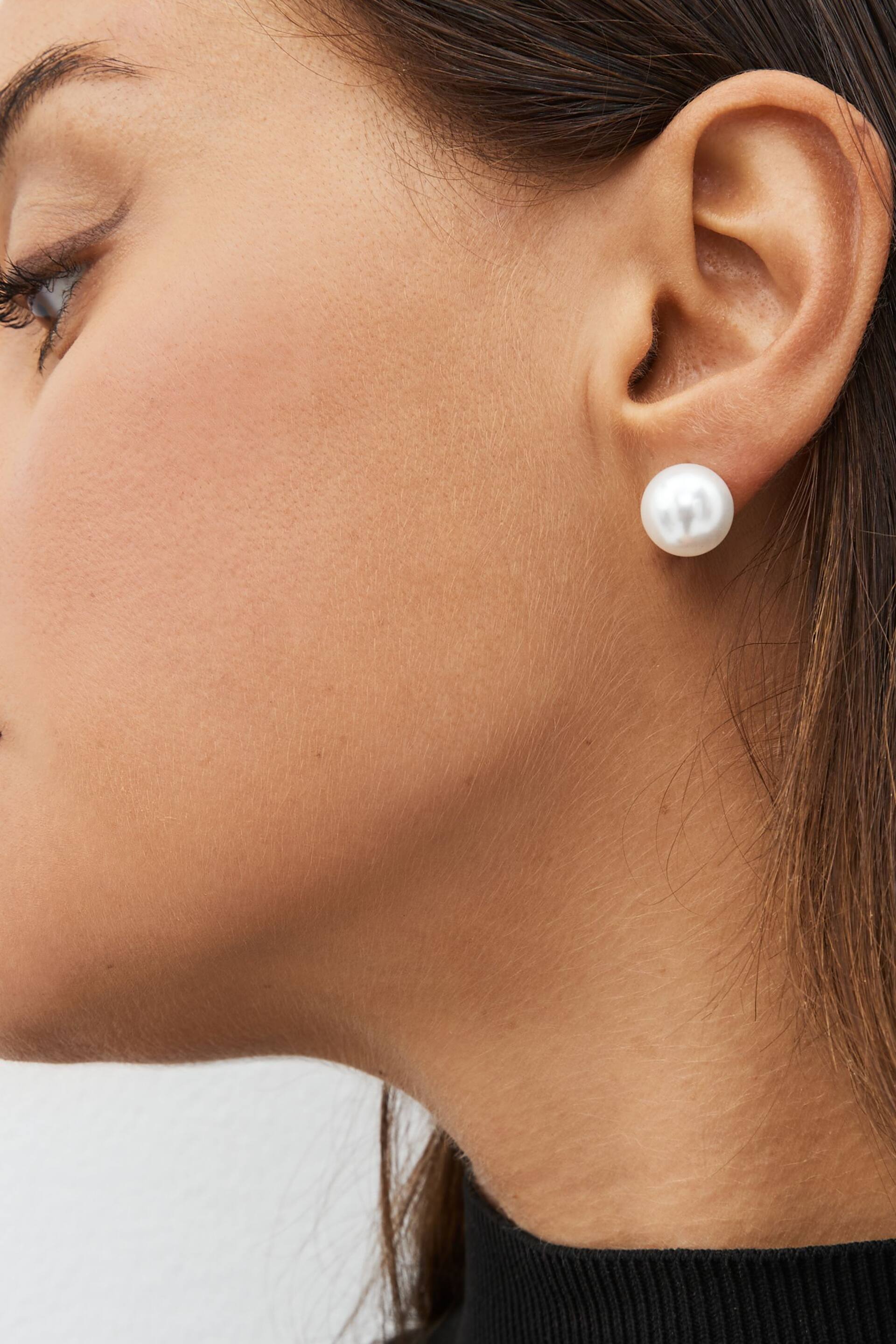 White Pearl Stud Earrings 5 Pack - Image 1 of 3