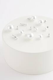 White Pearl Stud Earrings 5 Pack - Image 3 of 3