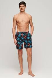 Superdry Blue Hawaiian Print 17” Swim Shorts - Image 3 of 6