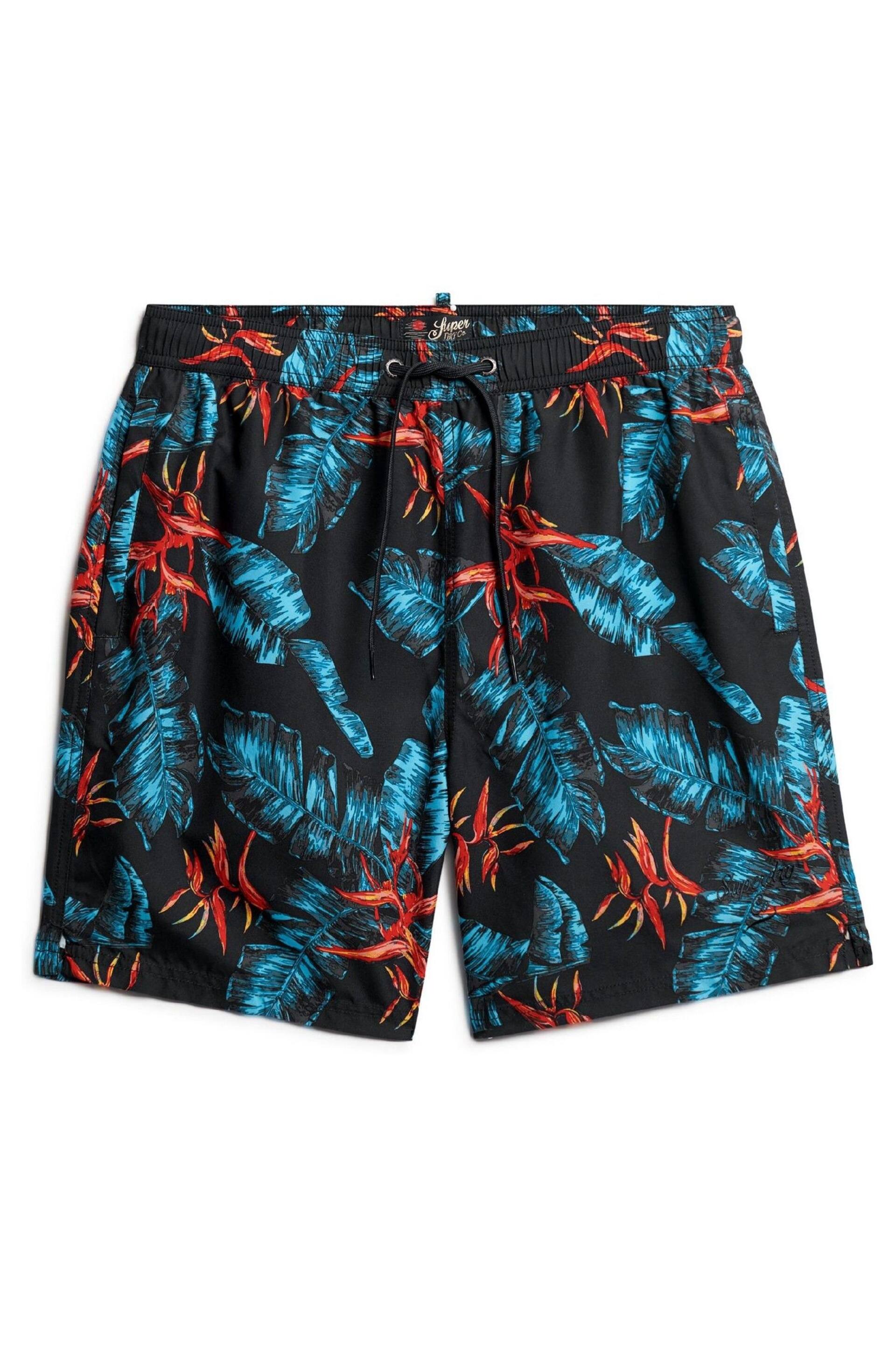 Superdry Blue Hawaiian Print 17” Swim Shorts - Image 4 of 6