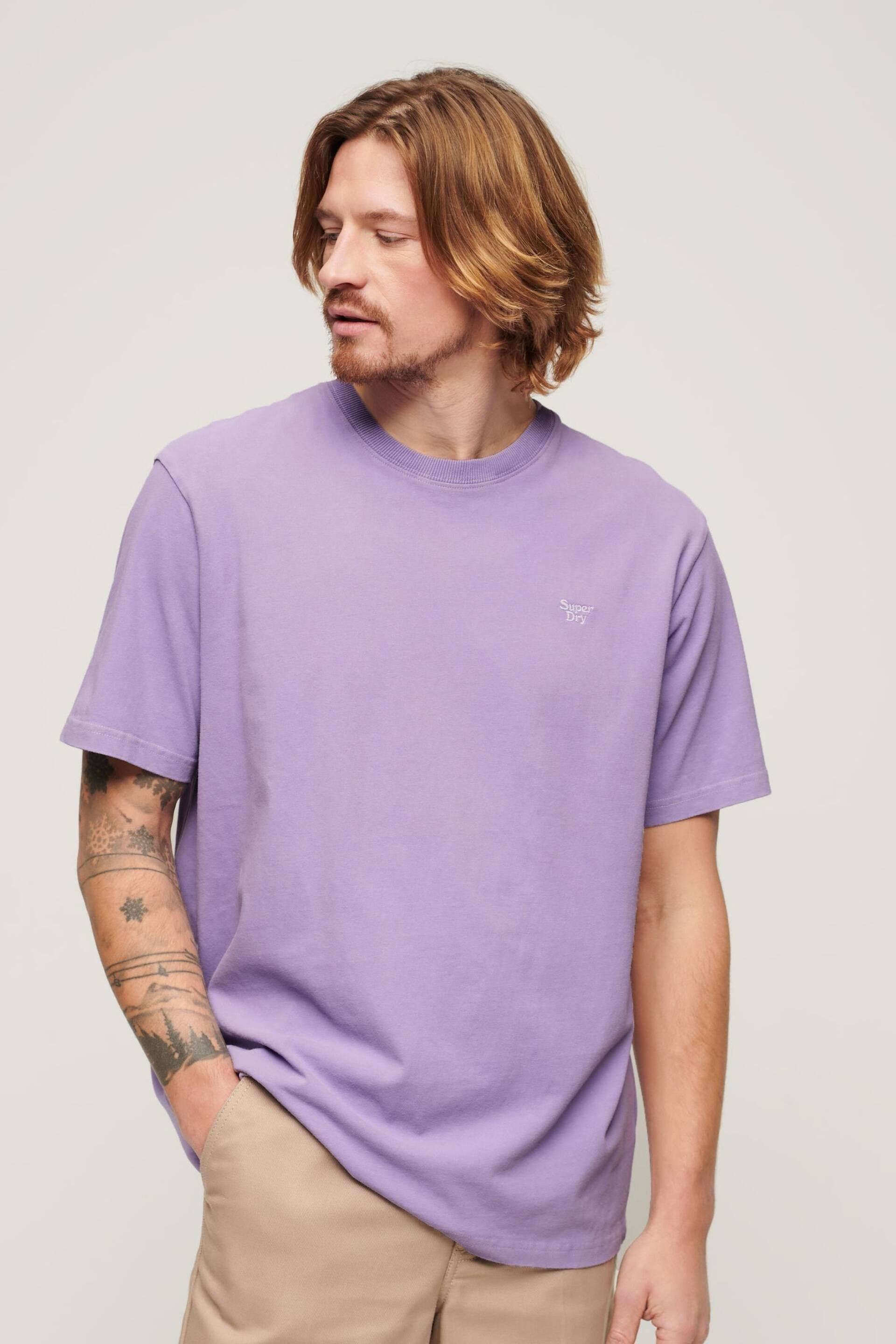Superdry Purple Vintage Washed T-Shirt - Image 1 of 5