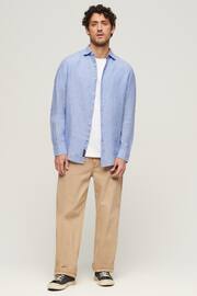 Superdry Blue Studios Casual Linen Long Sleeved Shirt - Image 2 of 6