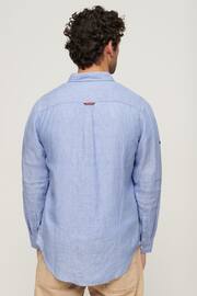 Superdry Blue Studios Casual Linen Long Sleeved Shirt - Image 3 of 6