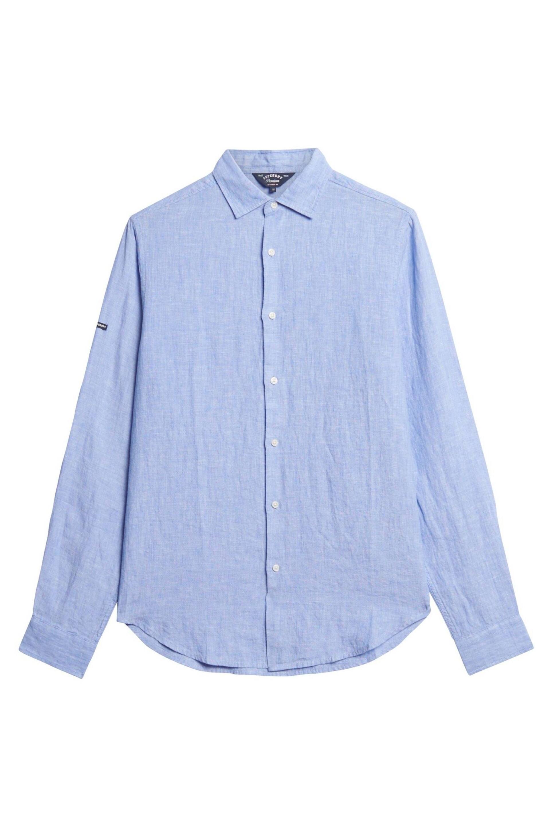 Superdry Blue Studios Casual Linen Long Sleeved Shirt - Image 4 of 6