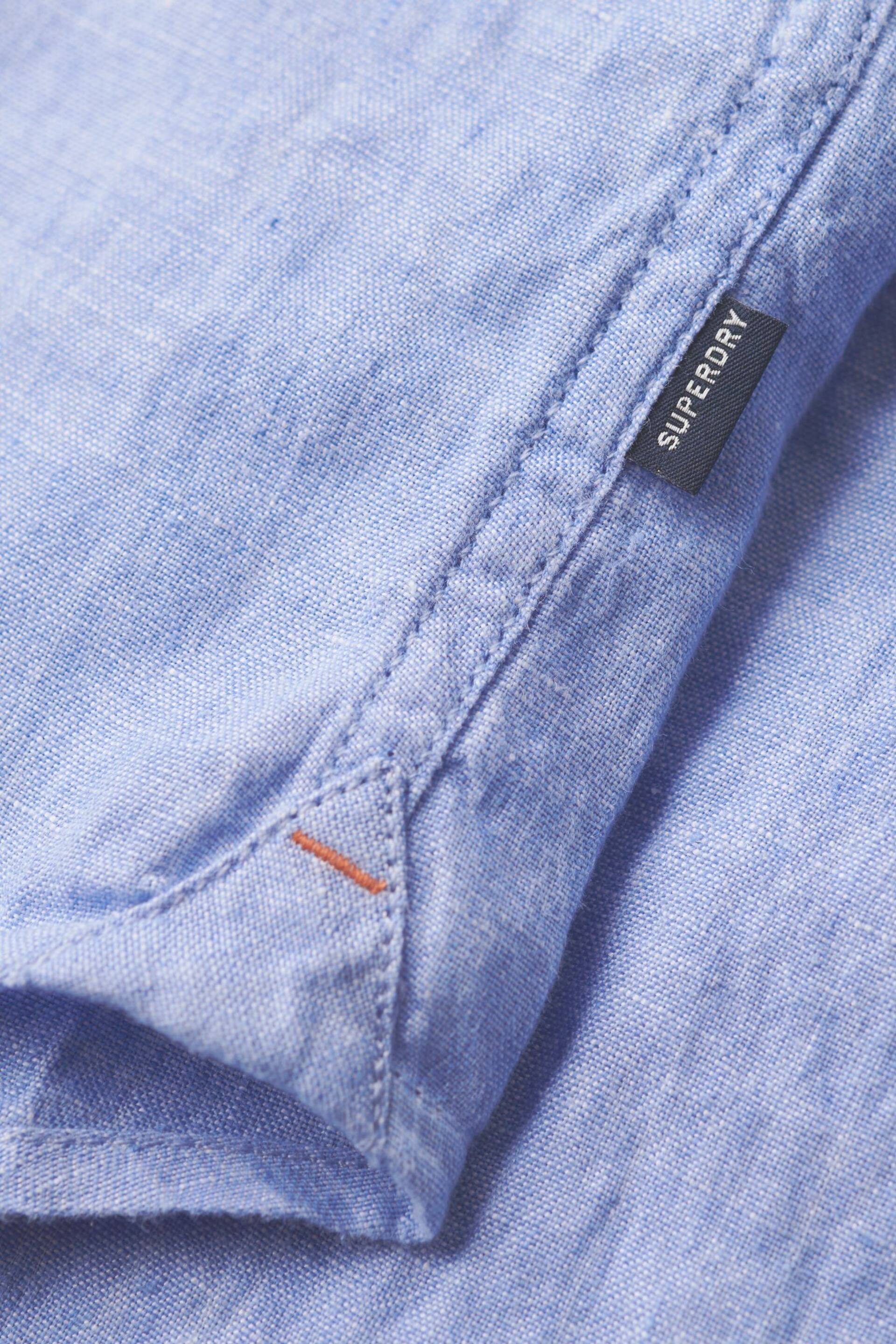 Superdry Blue Studios Casual Linen Long Sleeved Shirt - Image 6 of 6