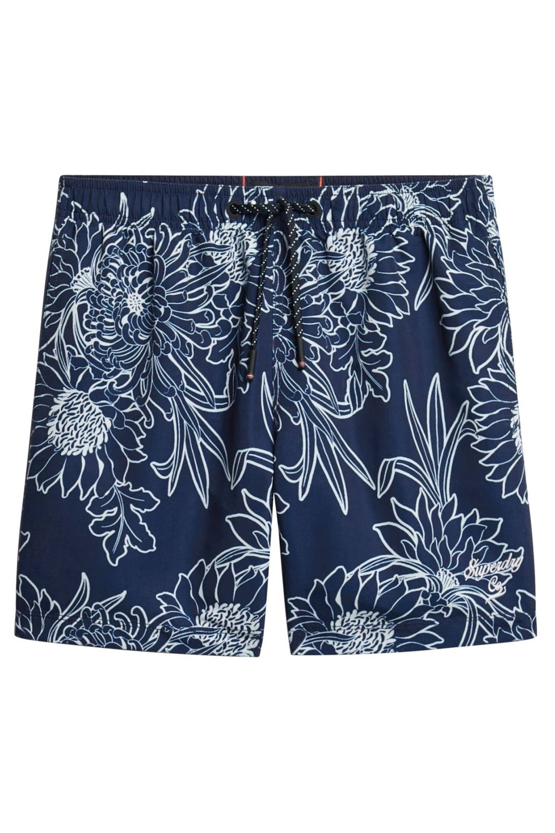 Superdry Blue Printed 15" Swim Shorts - Image 5 of 7