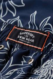 Superdry Blue Printed 15" Swim Shorts - Image 6 of 7