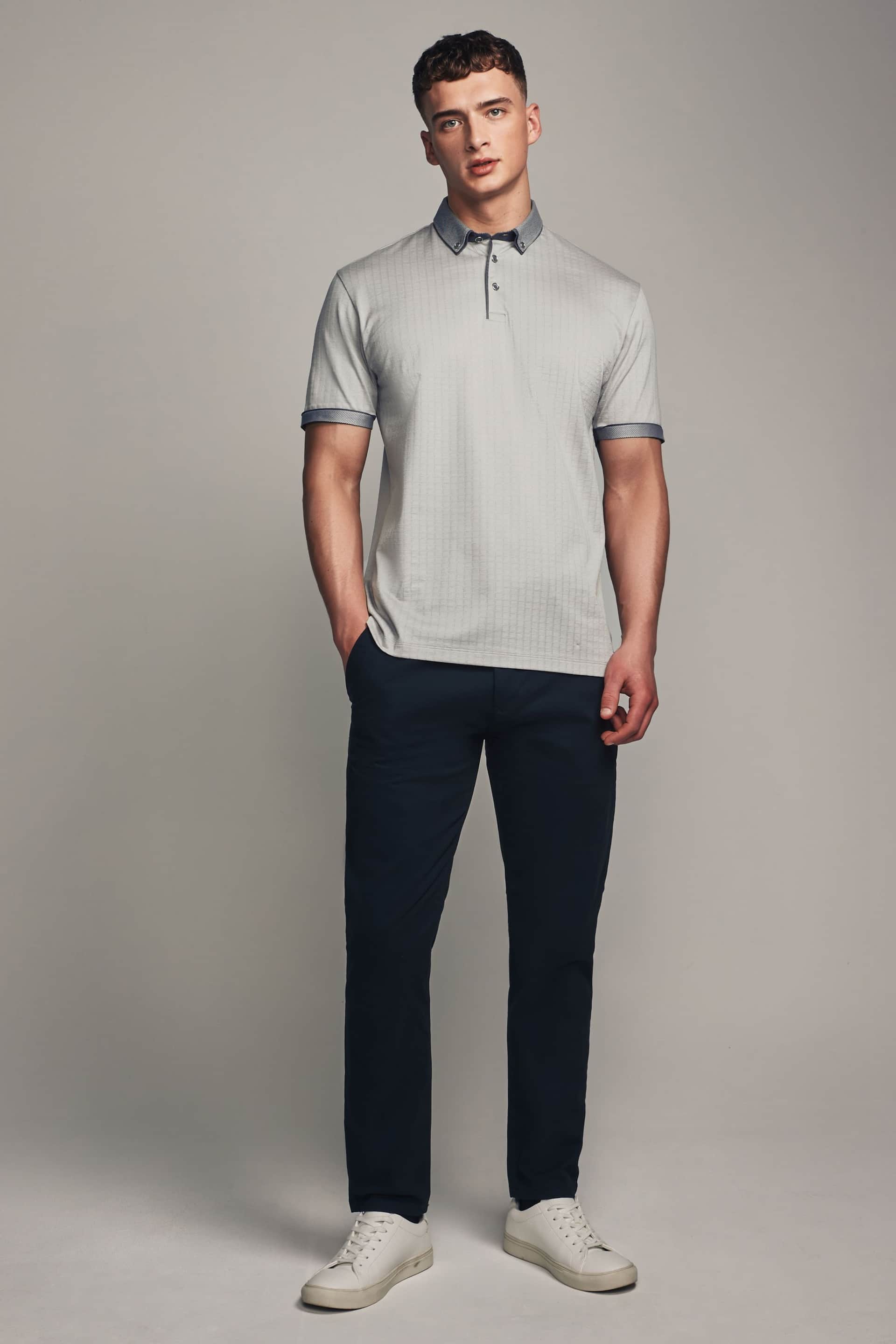 Grey Smart Collar Polo Shirt - Image 3 of 10