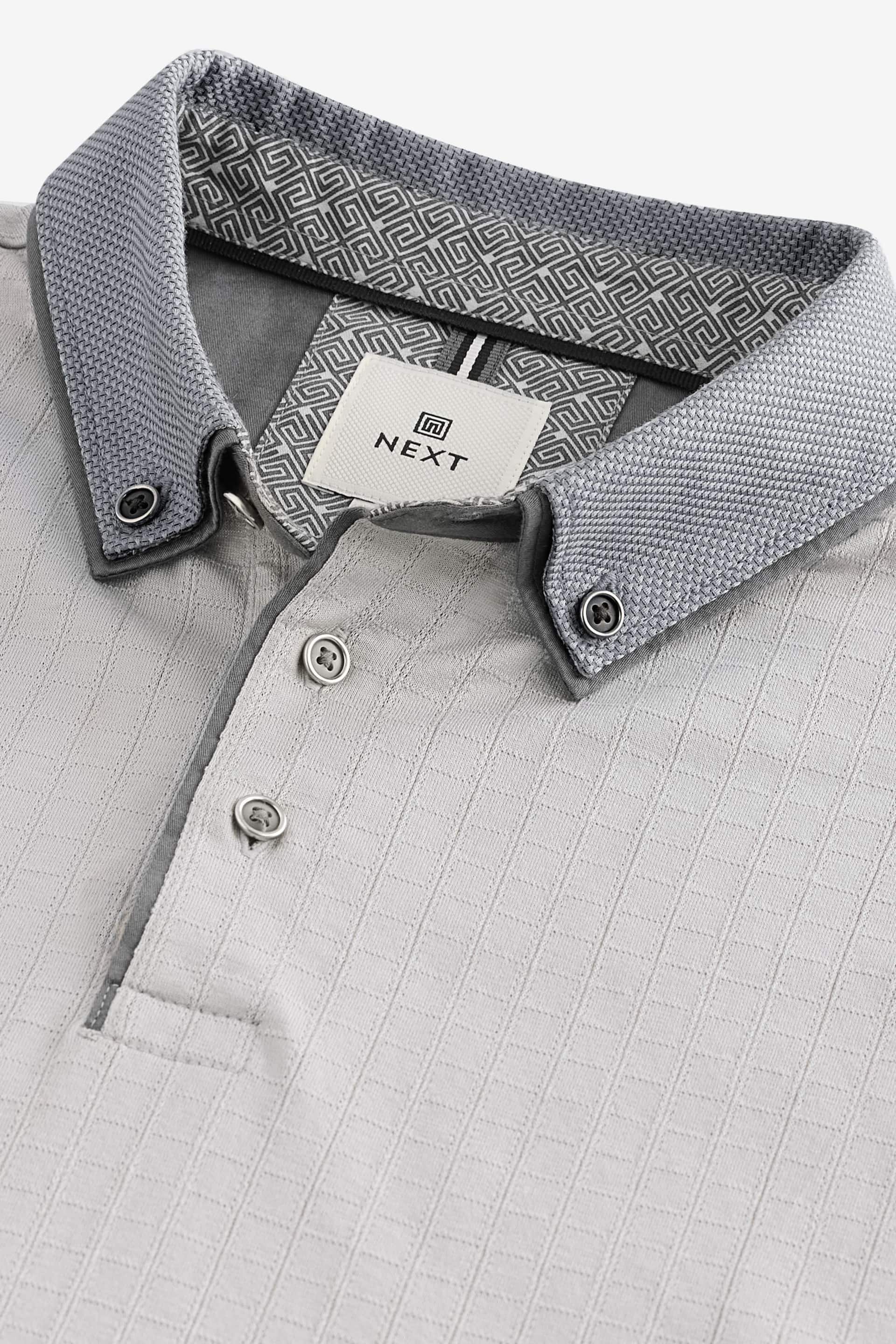 Grey Smart Collar Polo Shirt - Image 9 of 10