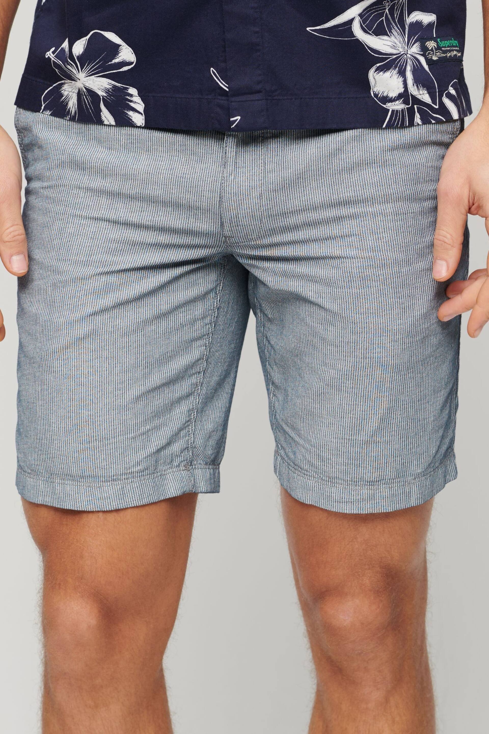 Superdry Blue Drawstring Linen Shorts - Image 1 of 7