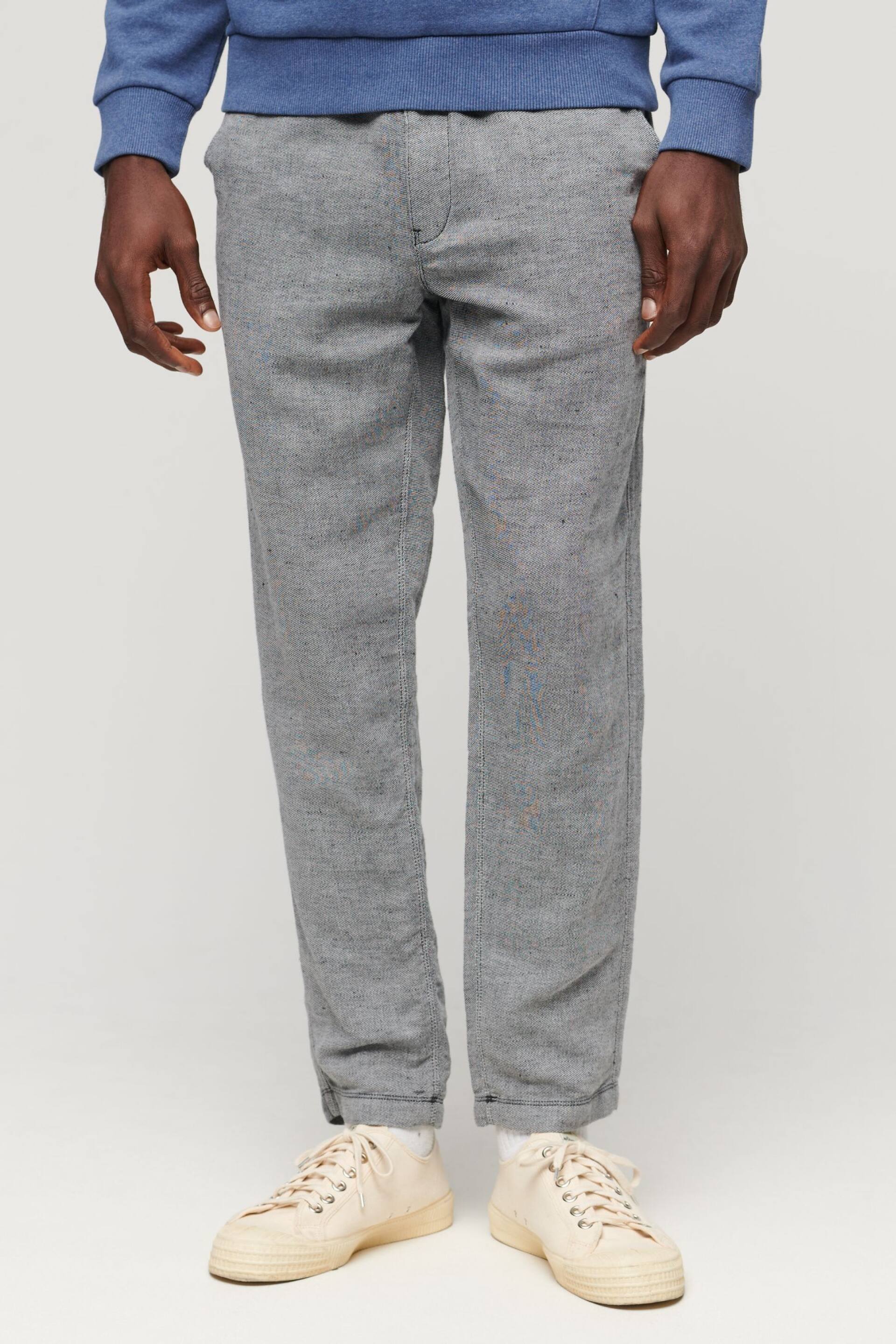 Superdry Grey Drawstring Linen Trousers - Image 1 of 5