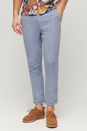 Superdry Blue Drawstring Linen Trousers - Image 1 of 6