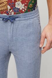 Superdry Blue Drawstring Linen Trousers - Image 3 of 6