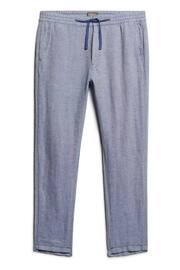 Superdry Blue Drawstring Linen Trousers - Image 4 of 6