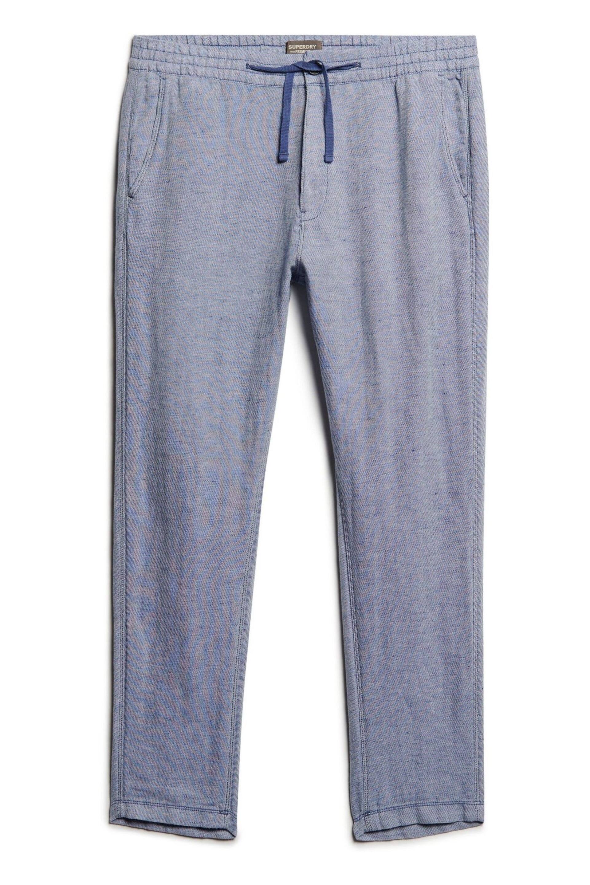 Superdry Blue Drawstring Linen Trousers - Image 4 of 6