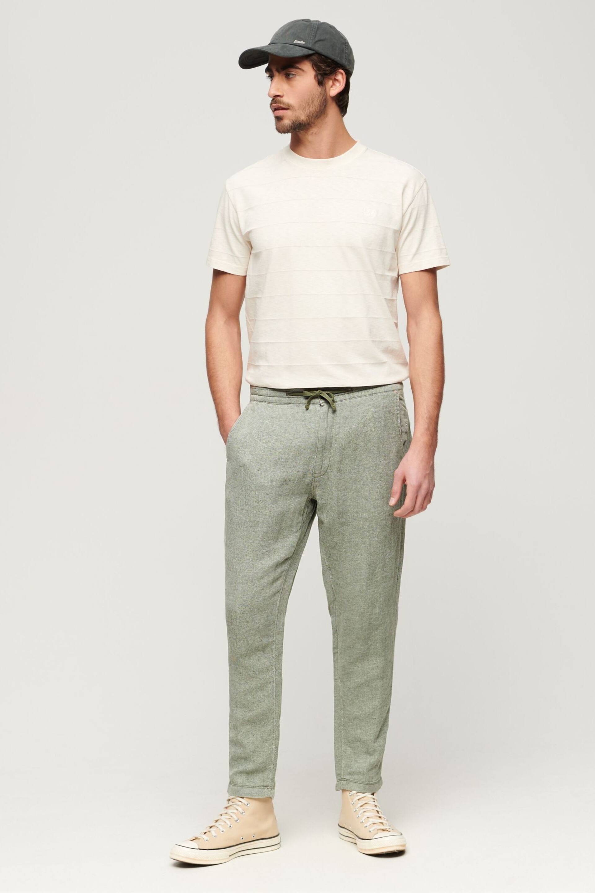 Superdry Green Drawstring Linen Trousers - Image 3 of 5