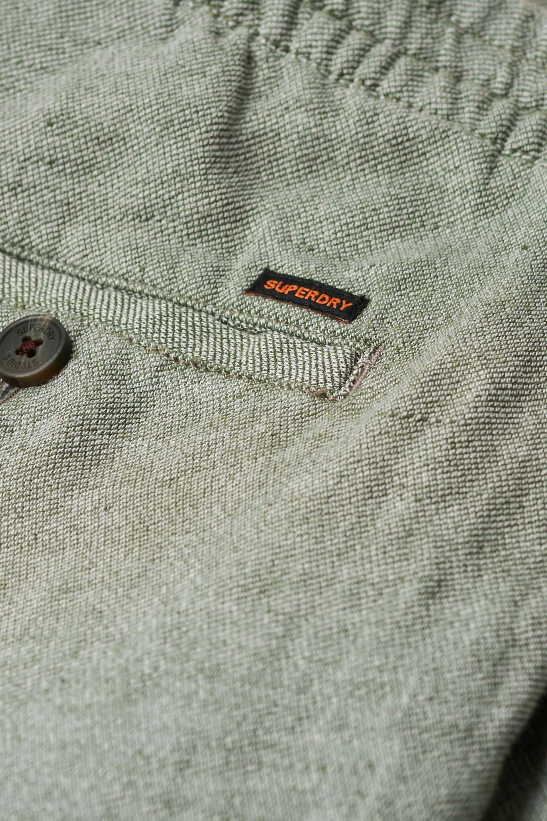 Superdry Green Drawstring Linen Trousers - Image 5 of 5
