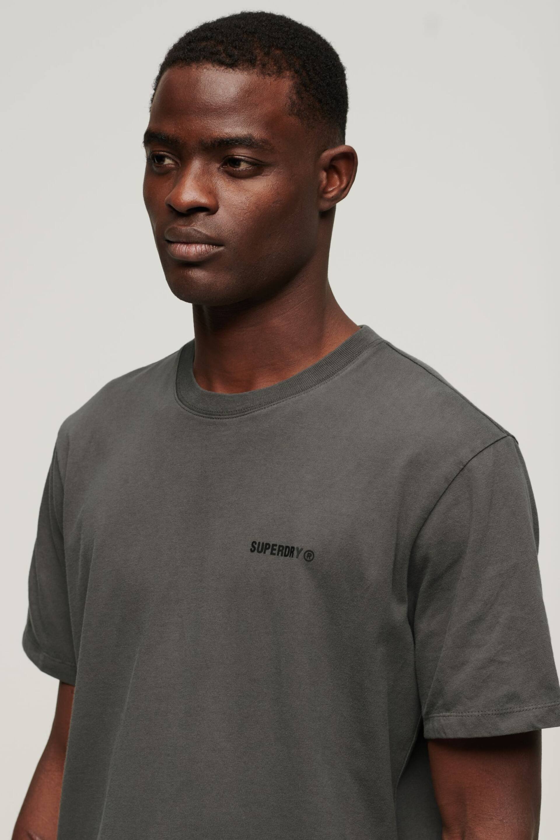 Superdry Grey Overdyed Logo Loose T-Shirt - Image 3 of 6