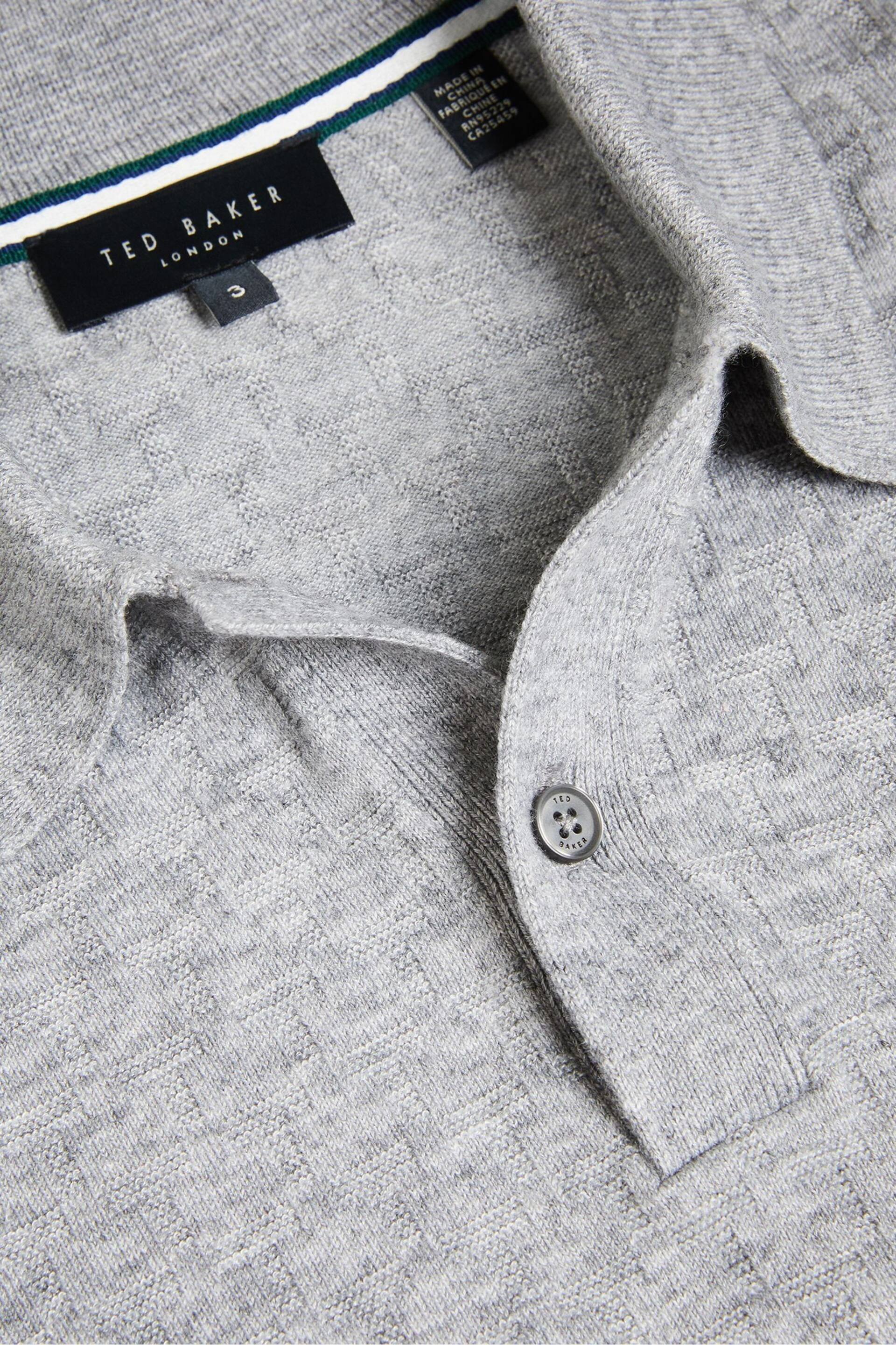 Ted Baker Grey Morar Stitch Knitted Polo Shirt - Image 6 of 7