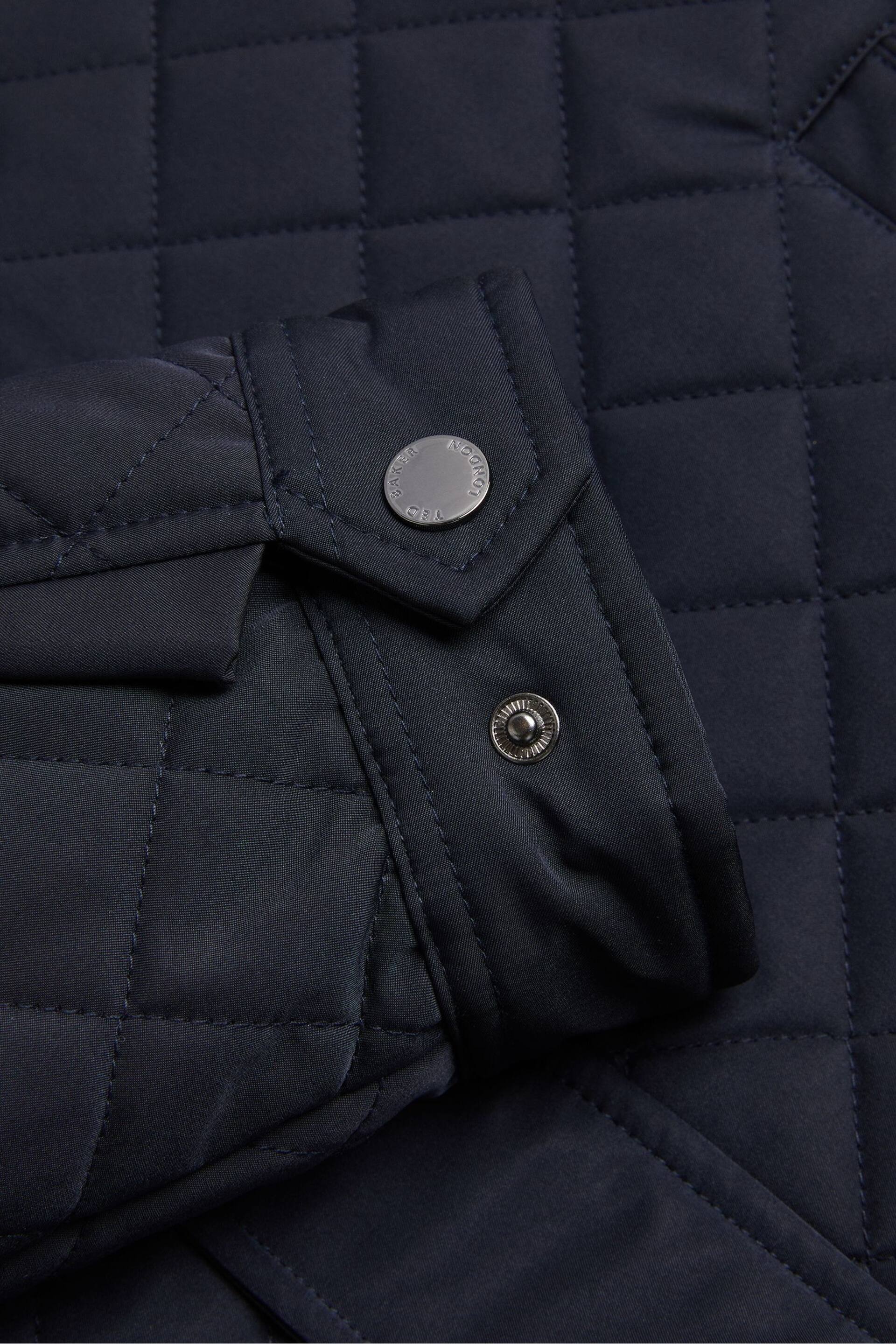 Ted Baker Blue Finnich Diamond Quilt Funnel Jacket - Image 7 of 7