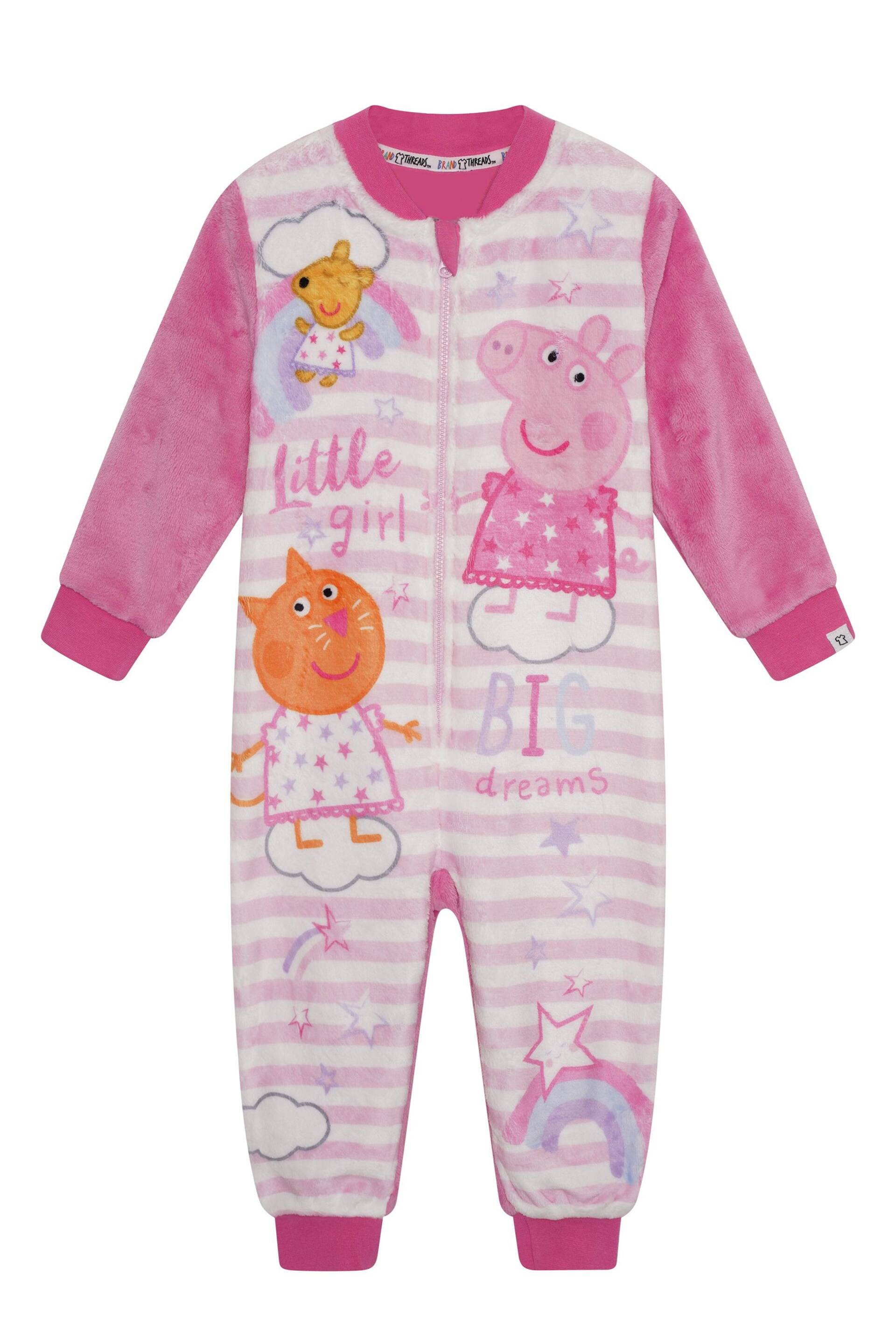 Brand Threads Pink Peppa Pig Girls Fleece Onesie - Image 1 of 4