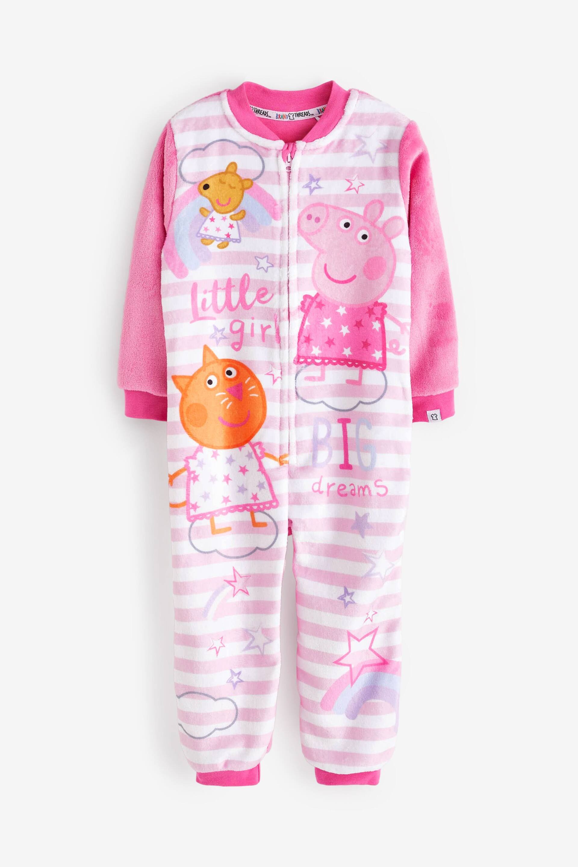 Brand Threads Pink Peppa Pig Girls Fleece Onesie - Image 3 of 4